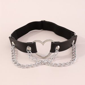 Gothic Punk Heart and Chain Elastic Garter Belt Body Jewelry
